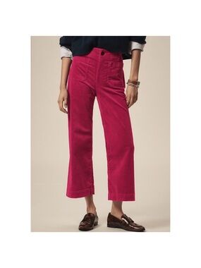 Maeve The Colette Corduroy Wide Leg Crop Pant Raspberry Pink Women's Size 31